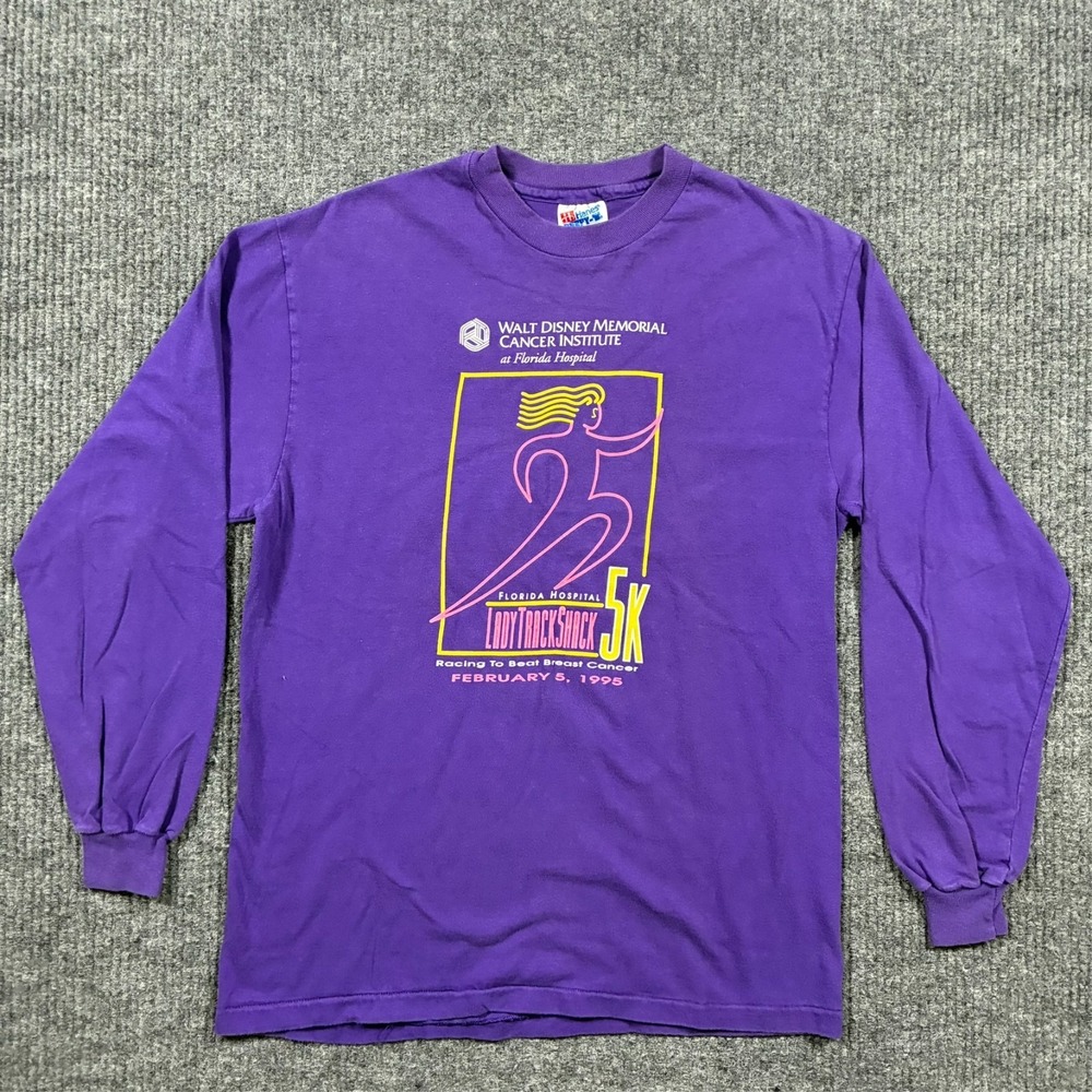 Hanes Beefy Vintage '95 Lady Track Shack 5K Long Sleeve Shirt Size M Purple